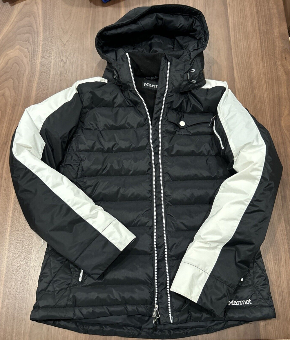New Marmot Zermatt Jacket Black White Full-Zip Women's Medium with Tags Puffer